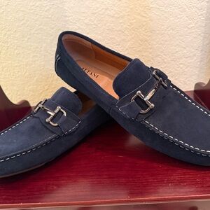 Alfani Men's Dark Blue Loafers with Silver Buckle